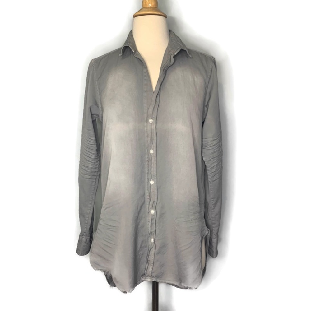 NEW*Frank & Eileen Gray Grayson Italian Woven Famous Denim Shirt
